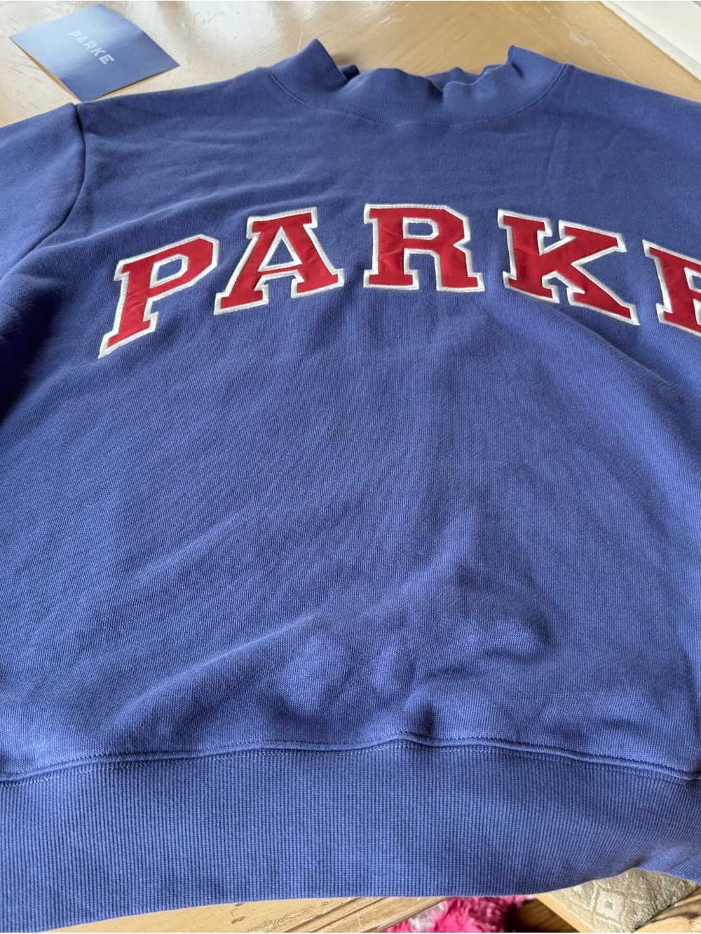 PARKER Navy Crewneck Sweatshirt with Red Lettering